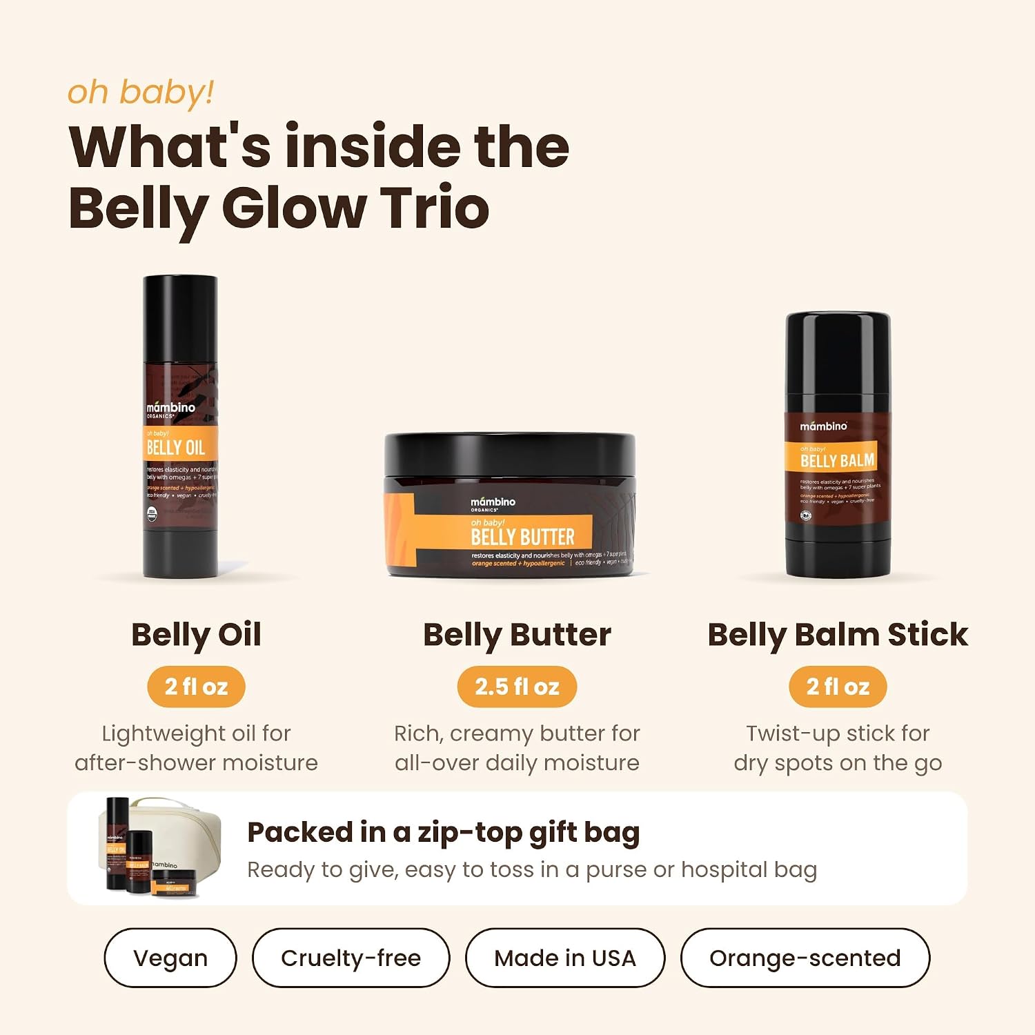 Oh Baby! Belly Glow Trio Gift Set With Bag ($52 value)