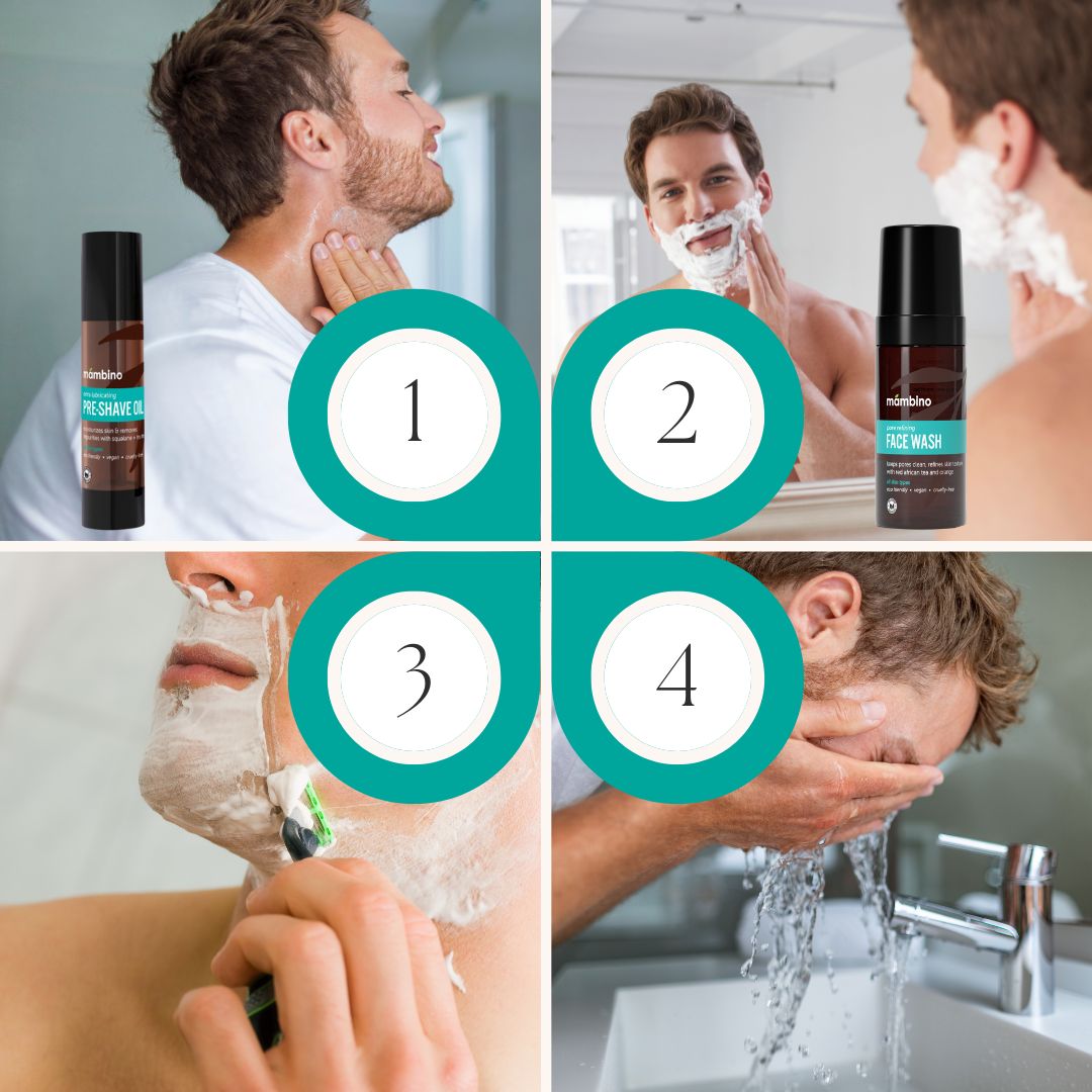 Mambino Organics Tea Tree Pre-Shave Oil - Natural, Moisturizing, Soothing Shaving Oil for Sensitive Skin, Vegan, Eco-Friendly - Smooth Shave with Apricot & Jojoba Oil